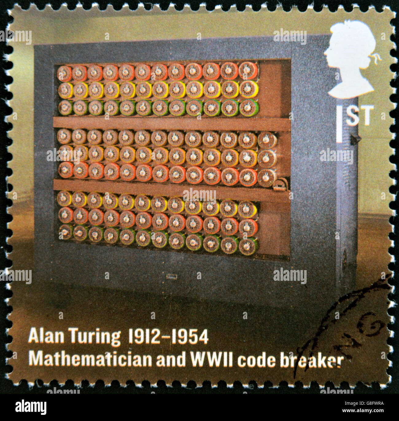 Royaume-uni - circa 2012 : timbre imprimé en Grande-Bretagne montre mathématicien et la DEUXIÈME GUERRE MONDIALE, Alan Turing code breaker, vers 2012 Banque D'Images