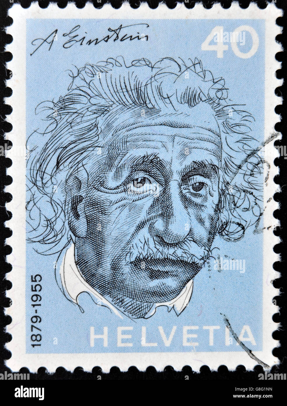 Suisse - VERS 1972 : timbre imprimé dans la Suisse montre Albert Einstein, physicien théorique, théorie de l'Rel Banque D'Images