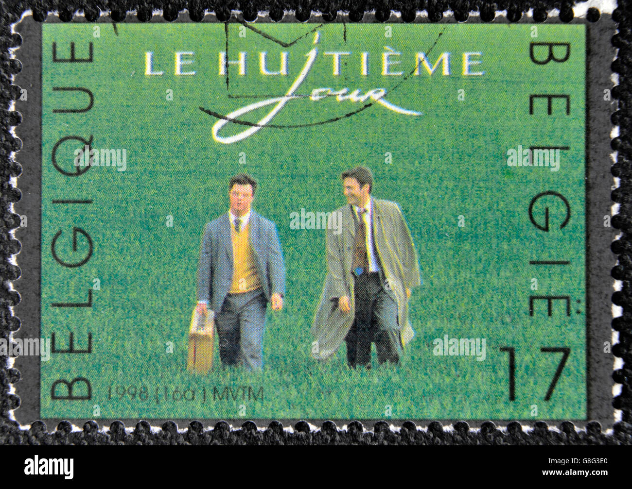 Belgique - circa 1998 : timbre imprimé en Belgique présente le huitième jour (film), vers 1998 Banque D'Images