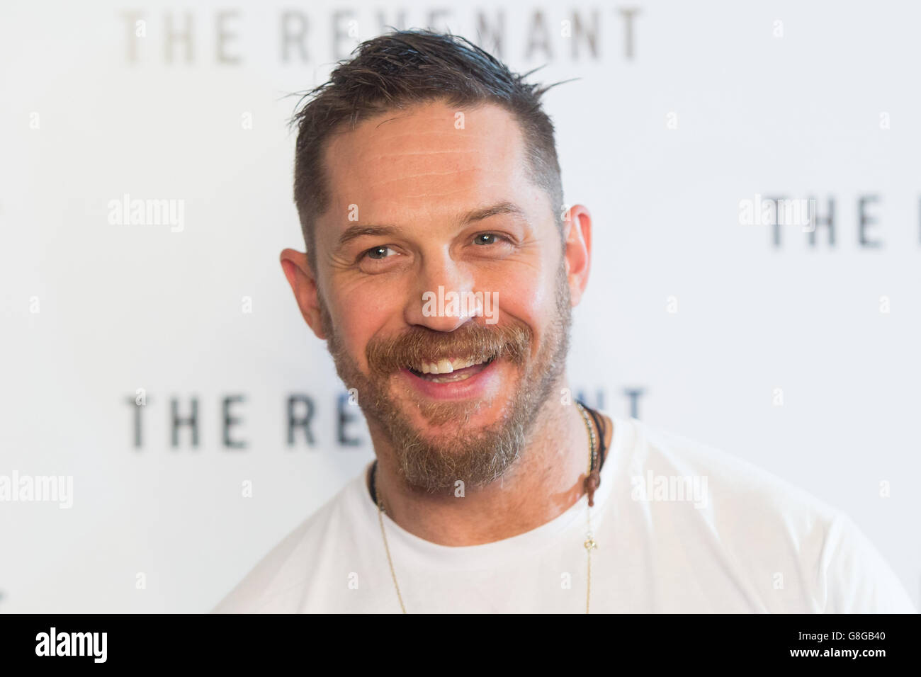Tom Hardy assiste à un appel photo à l'Empire Cinema, Leicester Square, Londres, avant la projection de la BAFTA sur le revenant. Banque D'Images