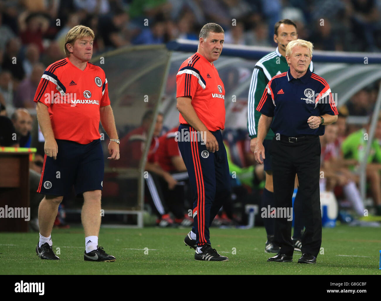 De gauche à droite : Stuart McCall, entraîneur écossais, Mark McGee et Gordon Strachan, directeur Banque D'Images