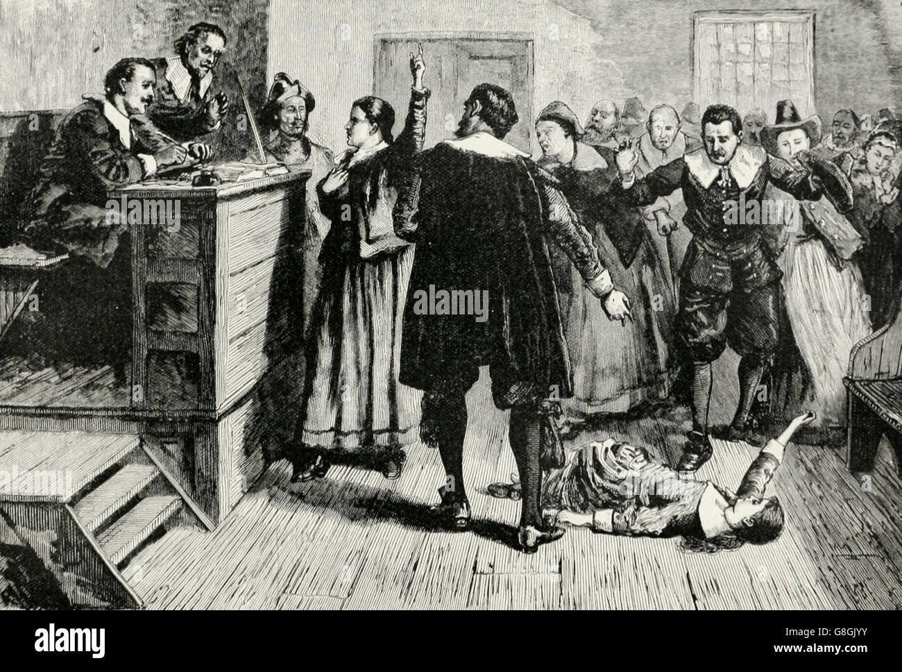 Procès d'une sorcière à Salem, Massachusetts, 1690 Banque D'Images