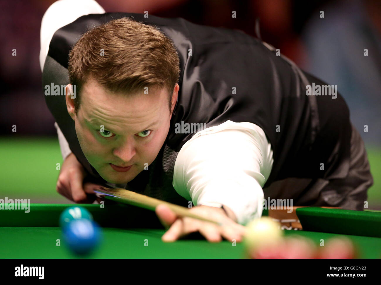 Shaun Murphy pendant son match contre Ben Woollaston pendant le septième jour du championnat britannique de Snooker 2015 de Betway au York Barbican, York. APPUYEZ SUR ASSOCIATION photo. Date de la photo: Mardi 1er décembre 2015. Voir PA Story SNOOKER York. Le crédit photo devrait se lire comme suit : Tim Goode/PA Wire Banque D'Images