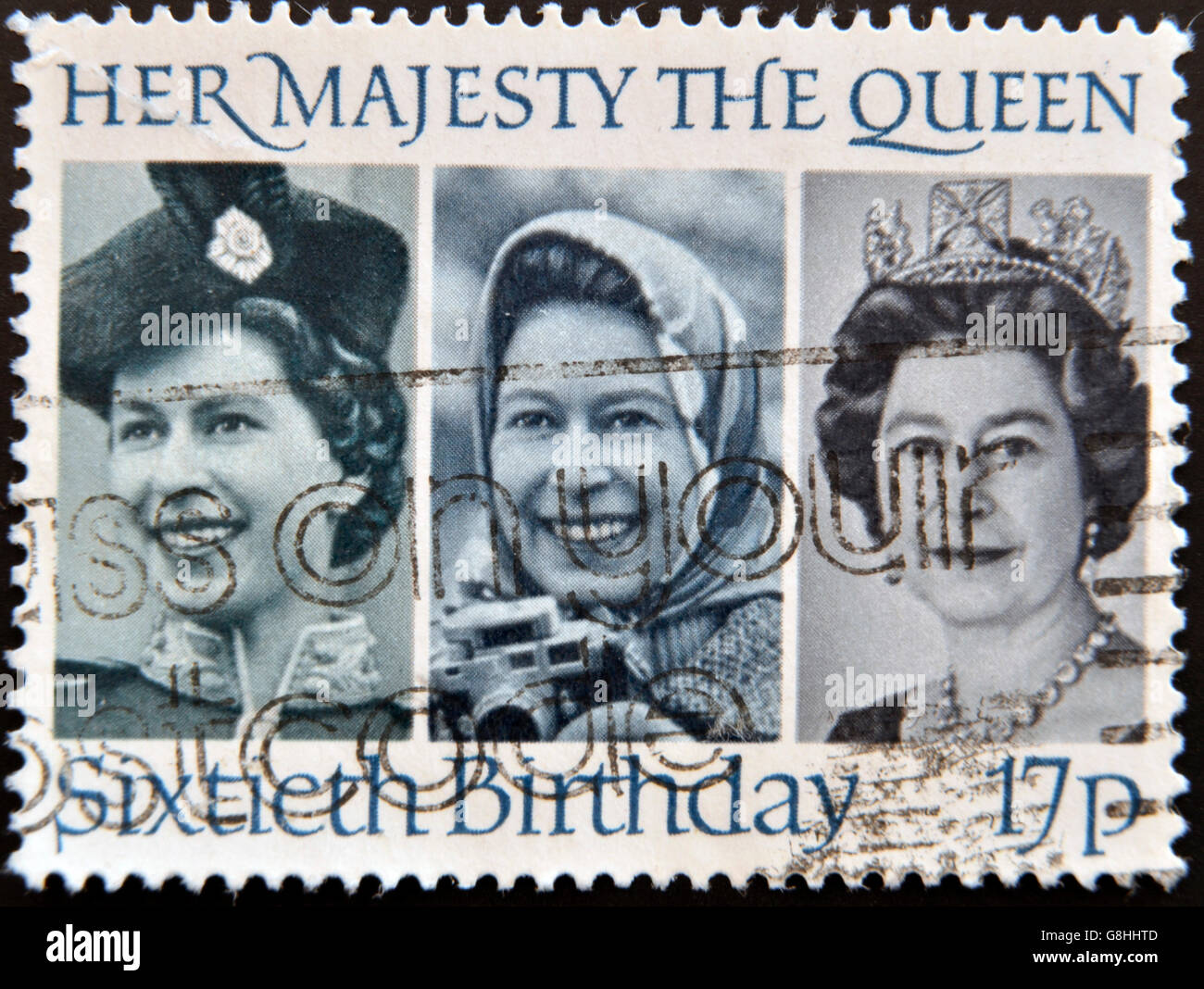 Royaume-uni - VERS 1986 : timbre imprimé dans la Grande-bretagne montre Sa Majesté la Reine Elizabeth II, 60 ans Banque D'Images