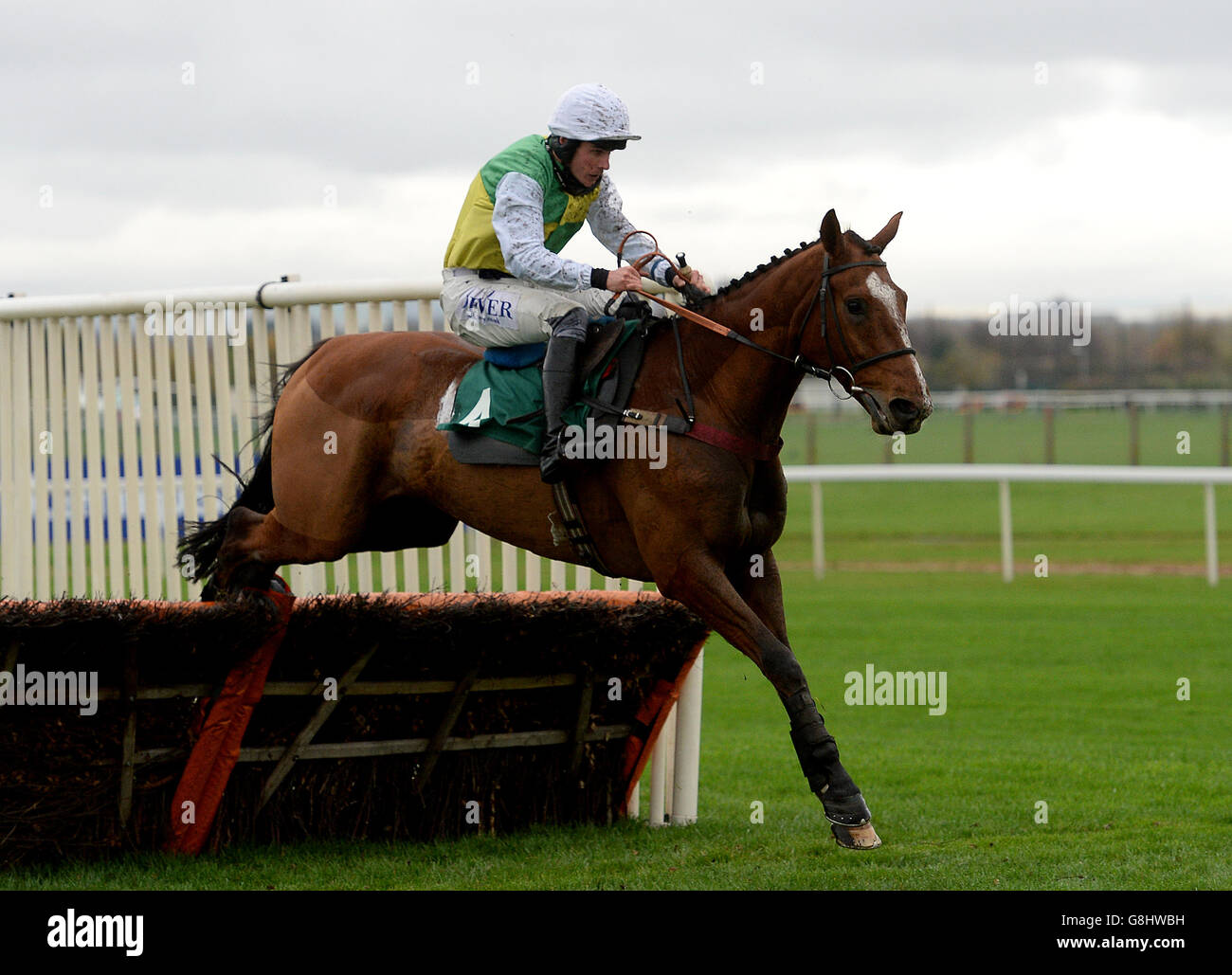 Fionn Mac cul monté par jockey Liam Treadwell pendant le Betfred TV EBF étalons 'National Hunt' novices' obstacle Banque D'Images