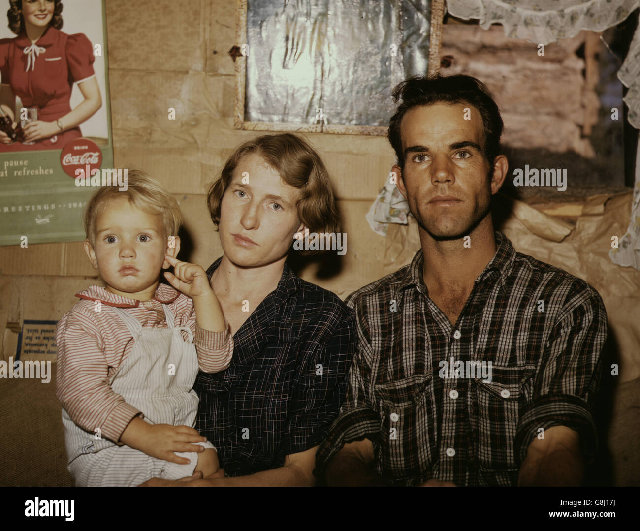 Jack Whinery, Colon, avec sa femme et la plus jeune de ses cinq enfants, Pie Town, New Mexico, USA, Russell Lee, Septembre 1940 Banque D'Images