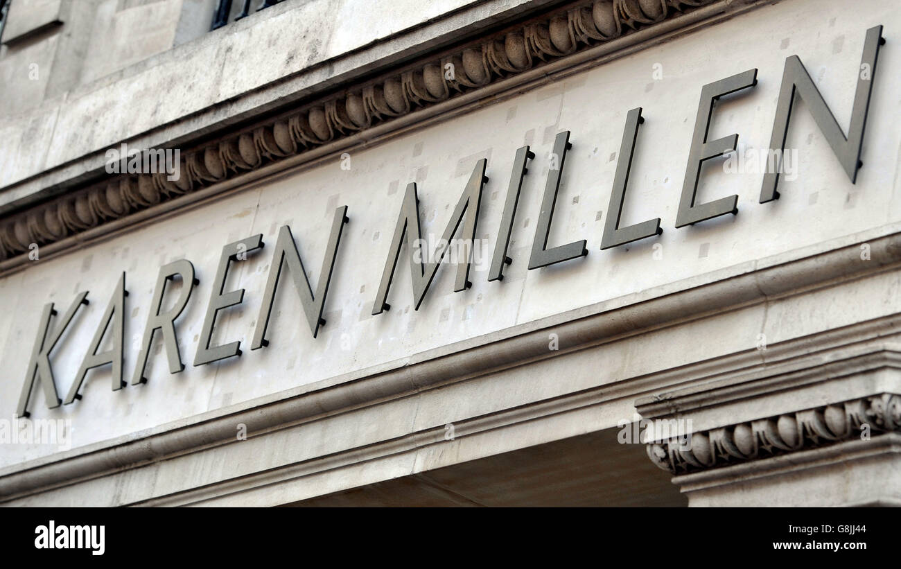 Stock d'affiches d'atelier. Une enseigne pour Karen Millen dans le centre de Londres. Banque D'Images