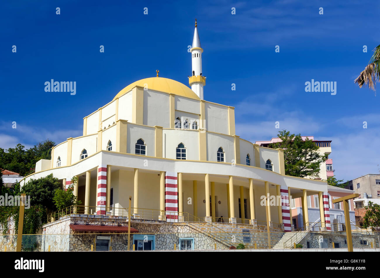 Mosquée de Fatih ou grande mosquée de Durrës ou nouvelle mosquée monument monument culturel, Durres, Albanie Banque D'Images