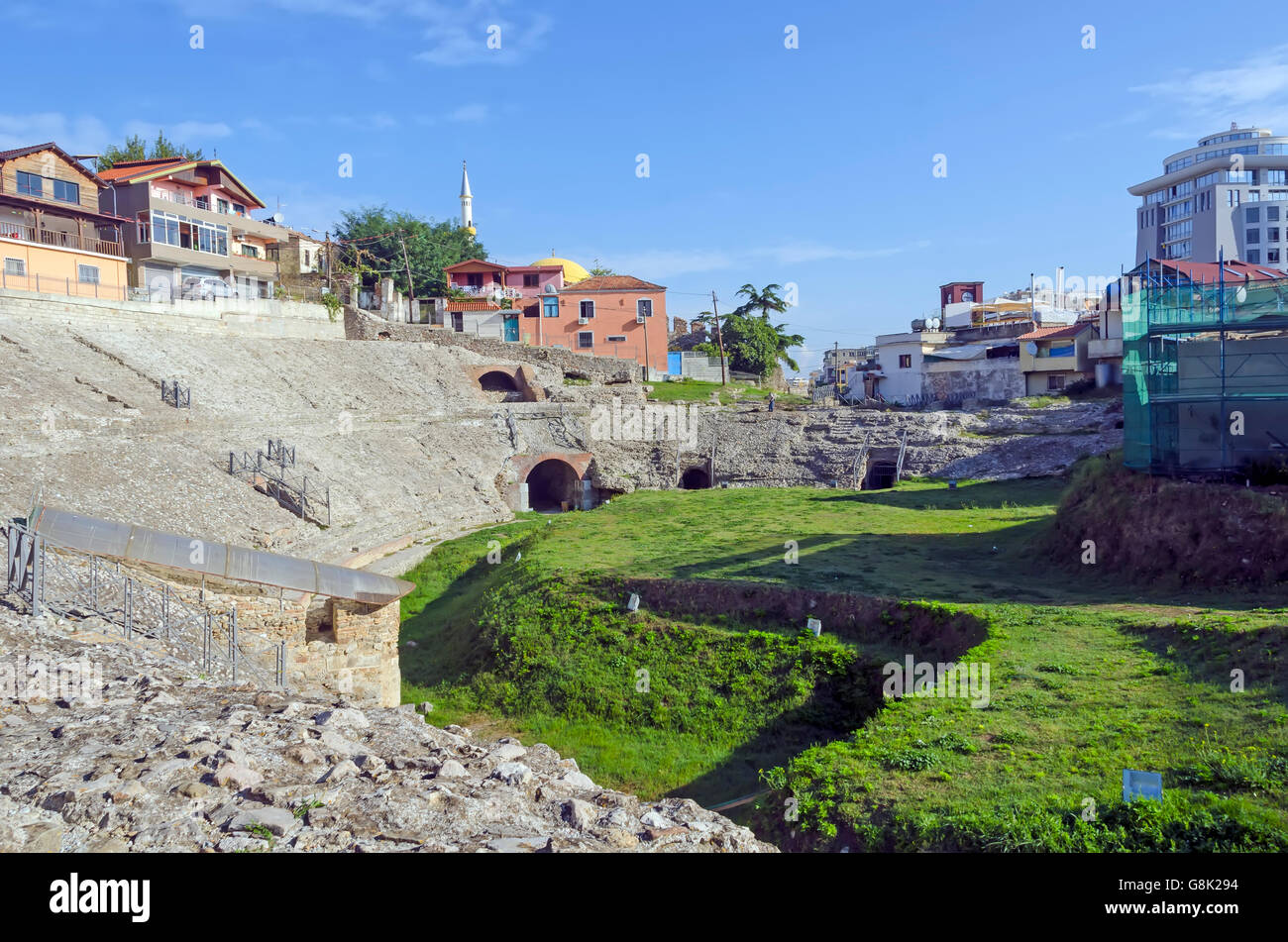 Amphithéâtre romain de Durres Albanie siège pourrait 15 000 à 20 000 spectateurs Banque D'Images