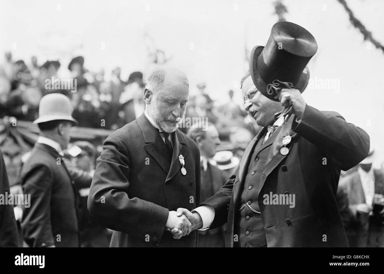 William Gaynor, maire de la ville de New York, avec l'ancien député américain Le président Theodore Roosevelt à Parade, New York, New York, États-Unis, bain News Service, 23 juin 1910 Banque D'Images