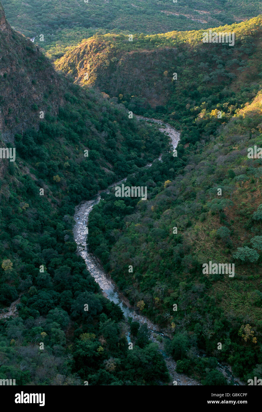 Scène Chizarira, Sud de l'escarpement du Zambèze, au Zimbabwe. Banque D'Images