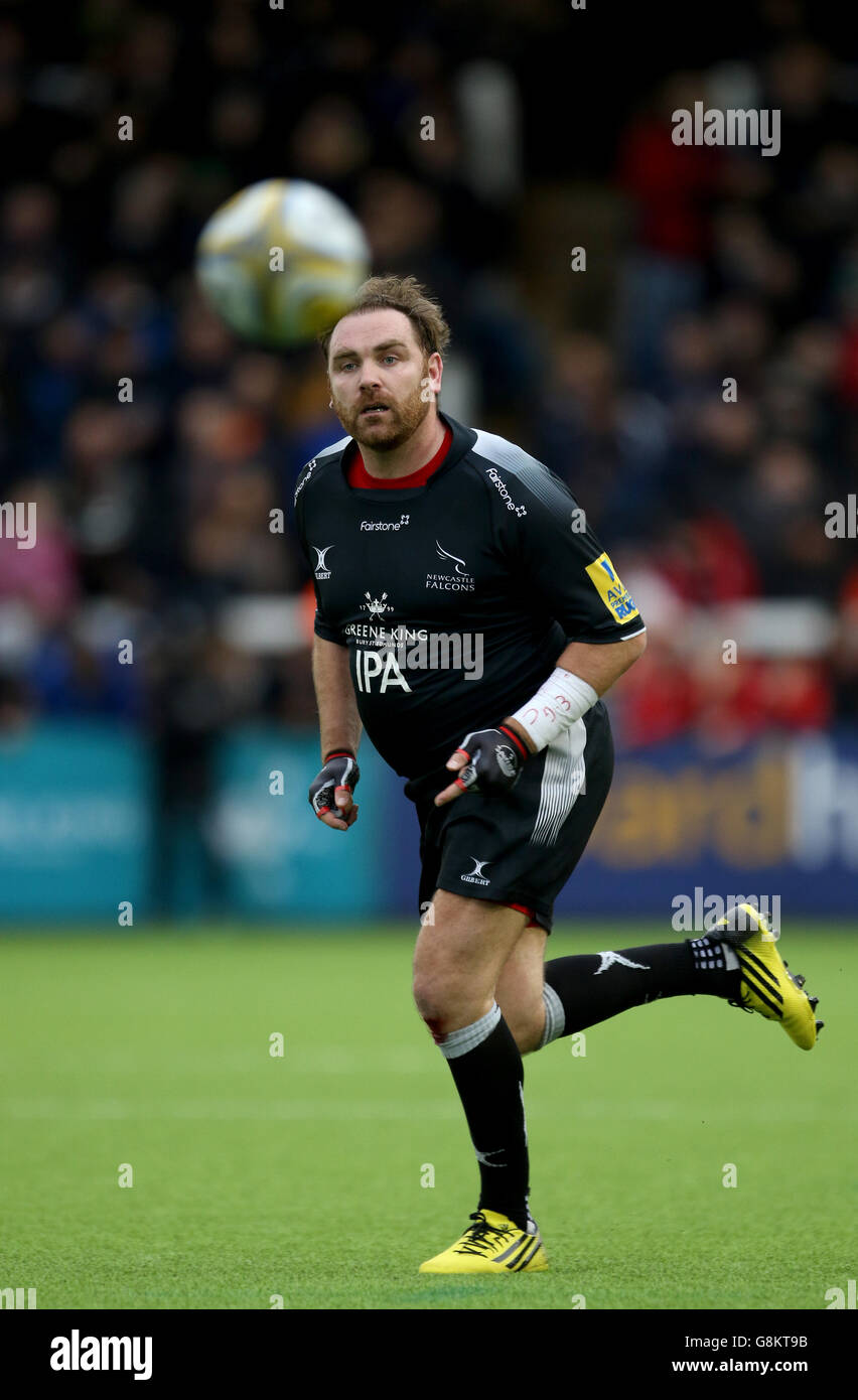 Newcastle Falcons Andy Goode lors du match Aviva Premiership à Kingston Park, Newcastle. Banque D'Images