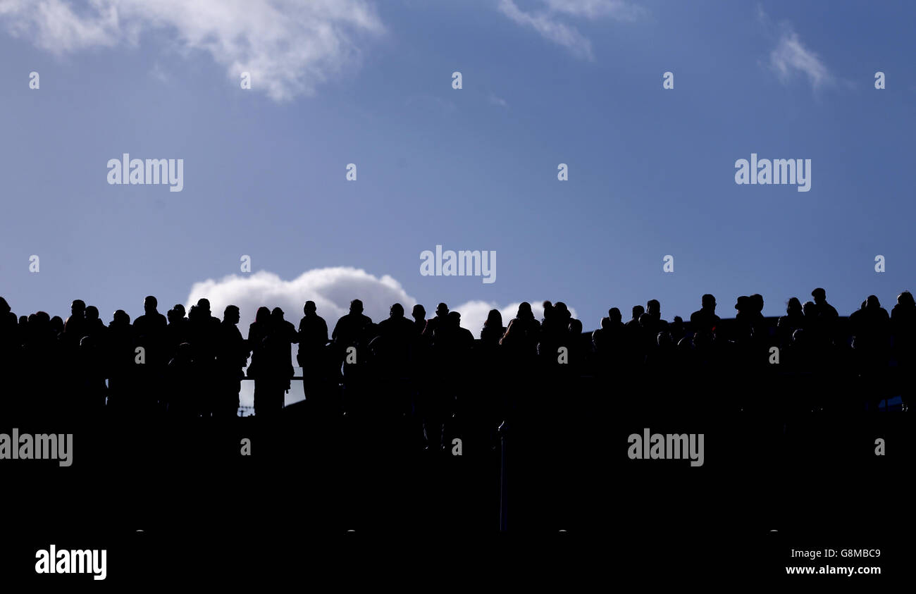 Vue générale des hippodromes sur la promenade en croissant pendant la journée des essais au champ de courses de Cheltenham. Banque D'Images