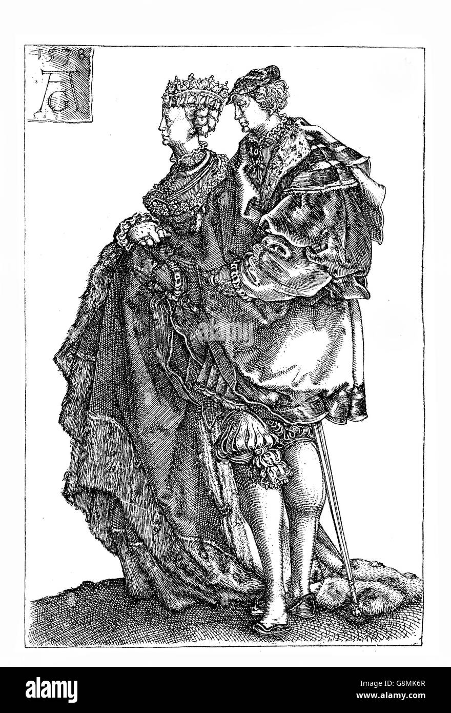 L'allemand Heinrich Aldegrever , Renaissance (1502-1555) gravure danseurs Mariage Banque D'Images