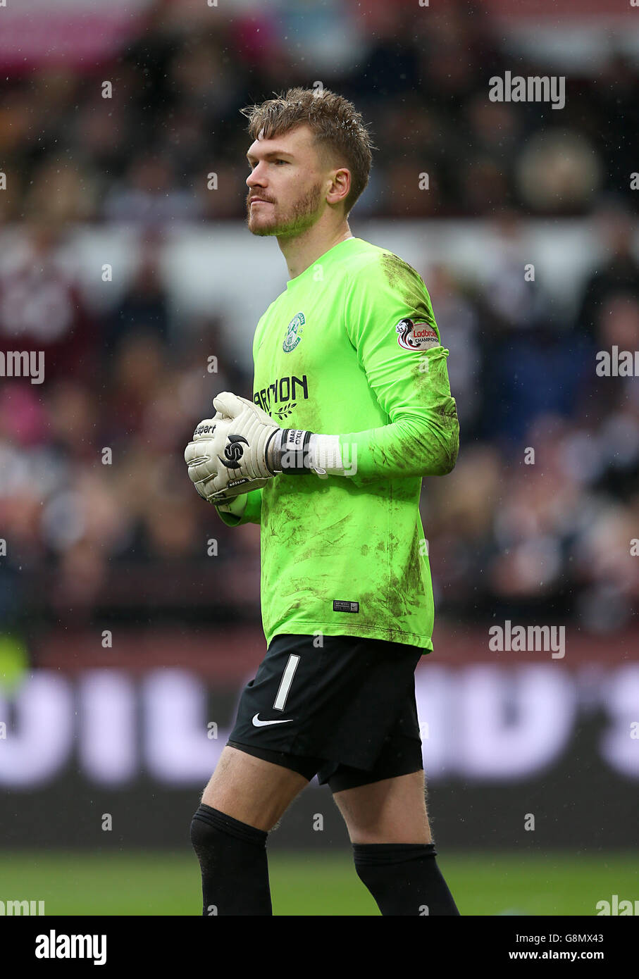 Coeur de Midlothian / Hibernian - coupe d'Écosse William Hill - Cinquième ronde - Stade Tynecastle.Mark Oxley, un hibernien, lors de la coupe d'Écosse William Hill, cinquième match au stade Tynecastle, à Édimbourg. Banque D'Images