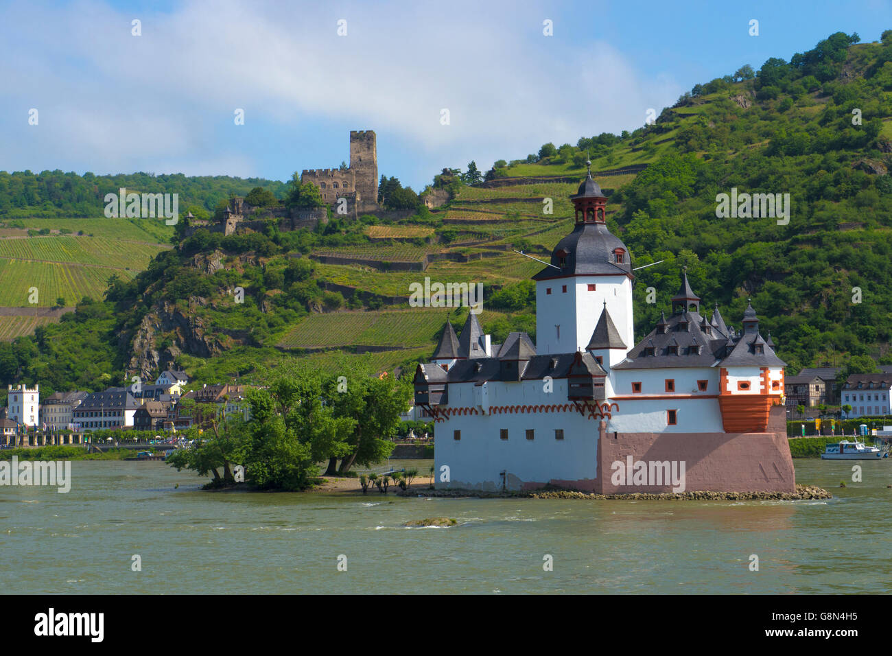 Château Pfalzgrafenstein. près de Kaub au milieu de Rhin, Site du patrimoine mondial de l'UNESCO de la vallée du Haut-Rhin moyen Banque D'Images