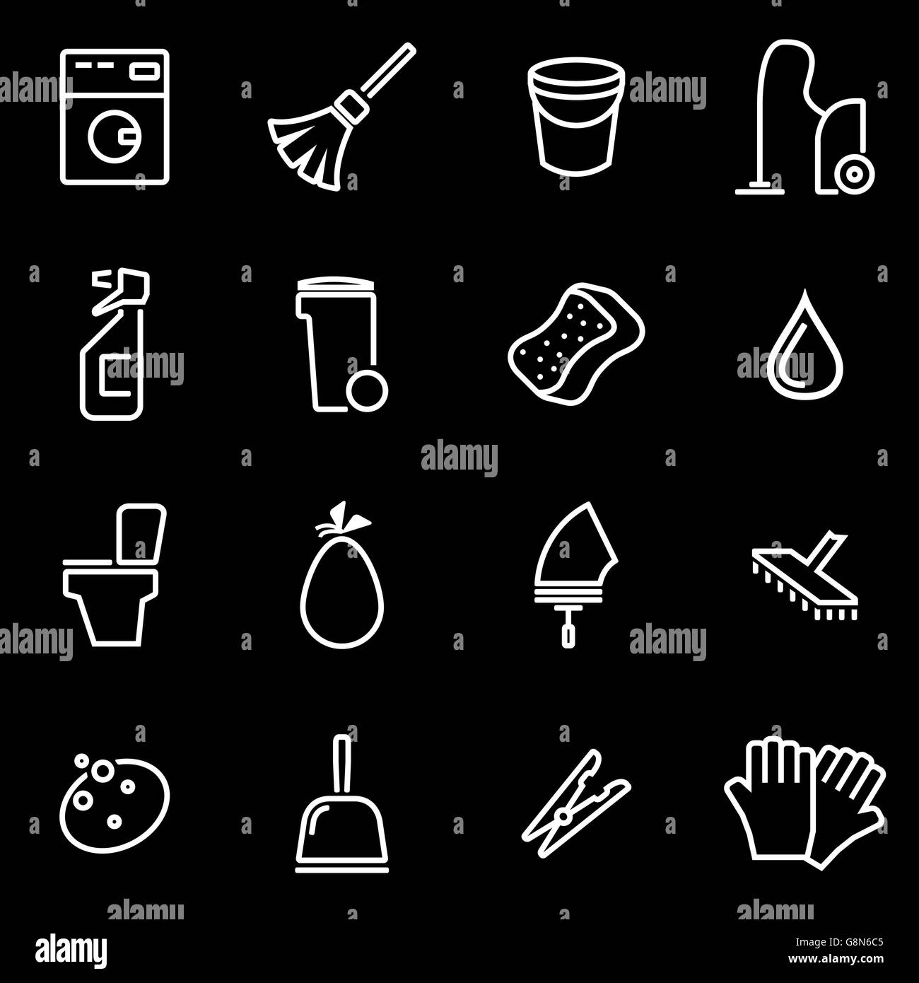 Vector icon set de nettoyage en ligne Illustration de Vecteur