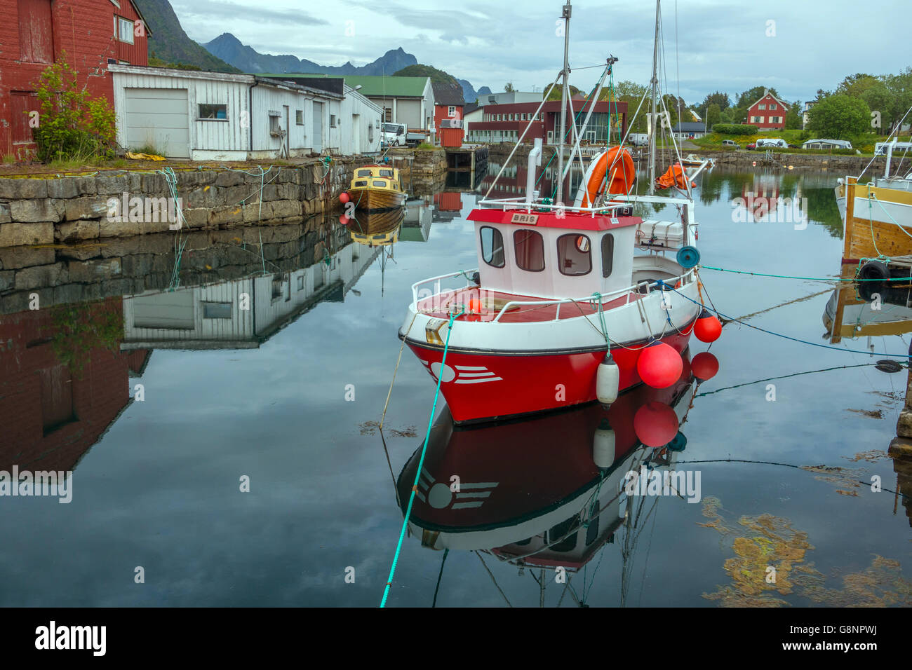 Port et bateaux à Kabelvåg Lofoten, Norvège Banque D'Images