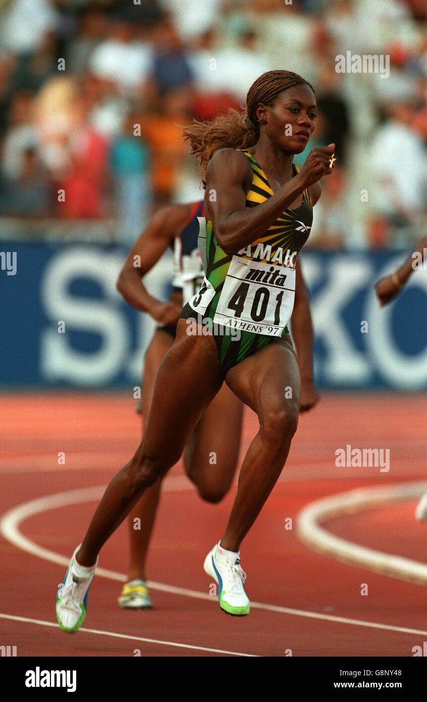 Athlétisme - 6e Championnat du monde IAAF - Athènes 1997 - Demi-finale 200m Femmes Banque D'Images