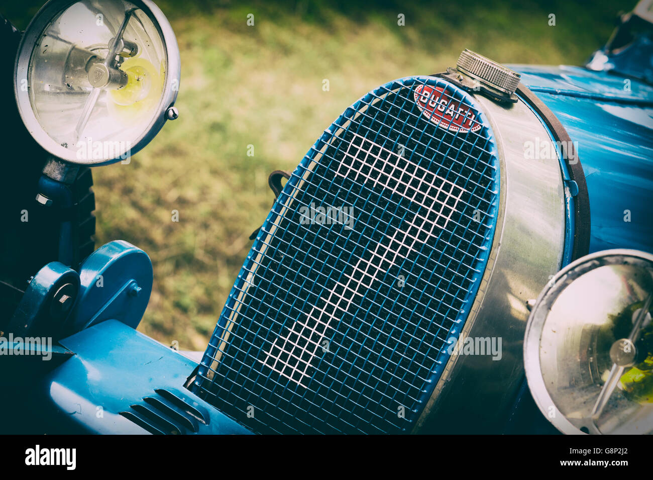 Vintage Bugatti T35 Les voitures de course. UK. Vintage filtre appliqué Banque D'Images