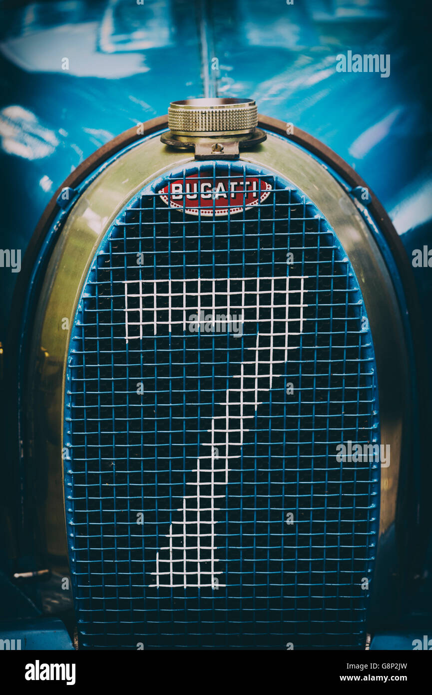 Vintage Bugatti T35 Les voitures de course. UK. Vintage filtre appliqué Banque D'Images