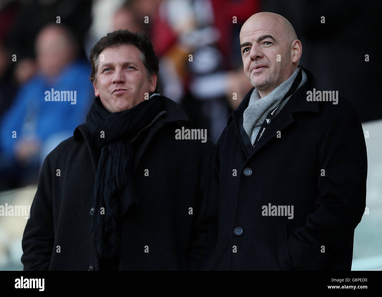 Gianni Infantino, président de la FIFA, lors du match de la Barclays Premier League au Liberty Stadium, à Swansea. Banque D'Images