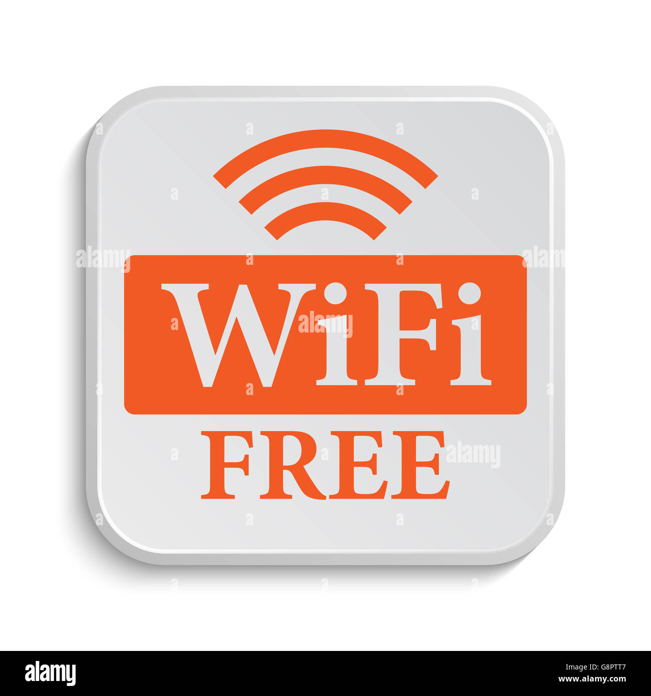 Connexion Wi-Fi au réseau local de l'icône. Bouton Internet sur fond blanc. Banque D'Images