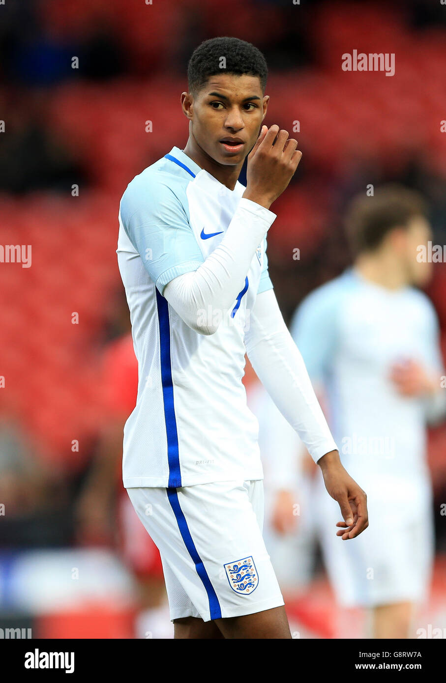 Marcus Rashford en Angleterre pendant le match international des moins de 20 ans au Keepmoat Stadium, Doncaster. Banque D'Images