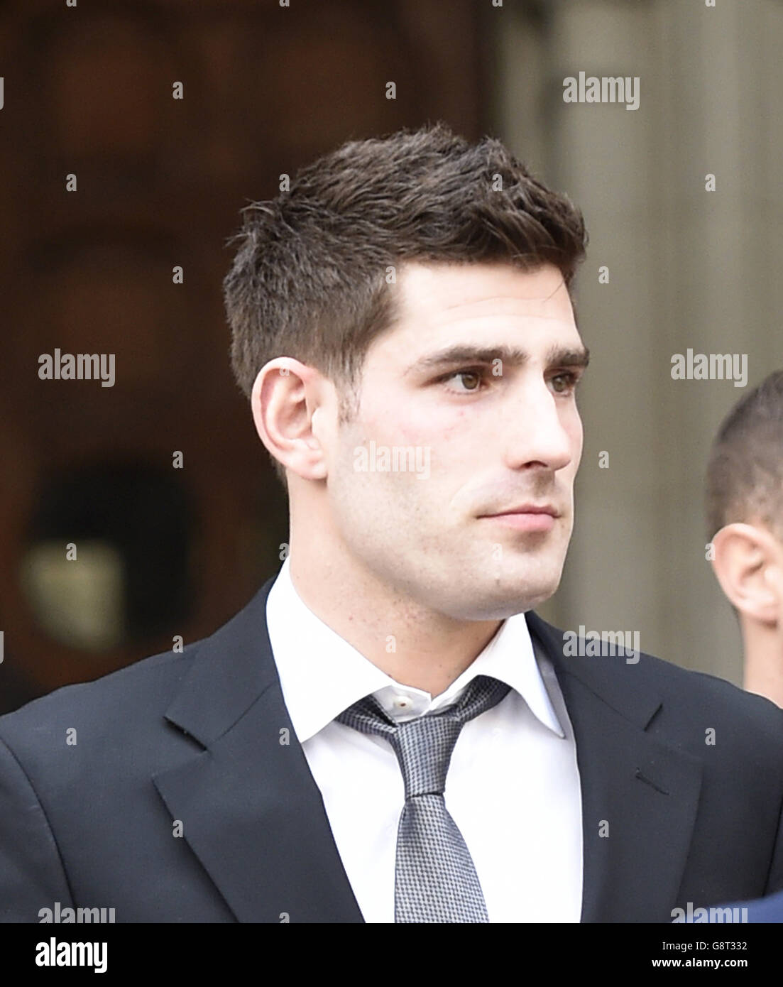 Le footballeur Ched Evans devant les cours royales de justice de Londres, après sa condamnation pour viol d'une femme de 19 ans, a été examiné par des juges éminents. Banque D'Images