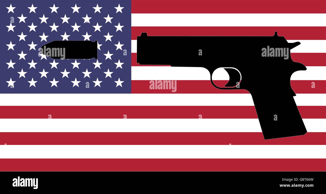 La criminalité liée aux armes à feu aux Etats-Unis - un fusil sur le drapeau américain Illustration de Vecteur