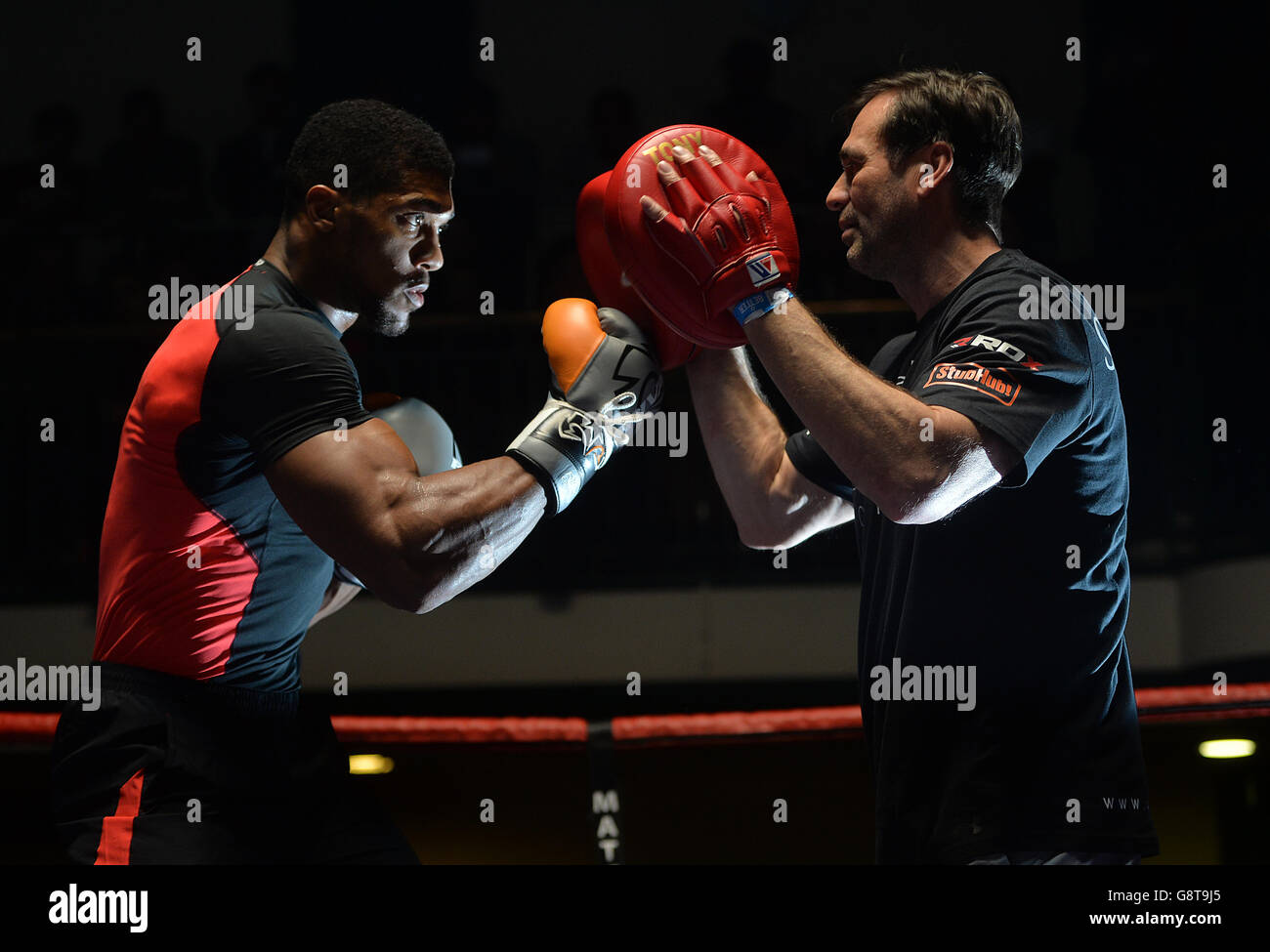 Anthony Joshua et Charles Martin Hall de New York - Entraînement Public Banque D'Images