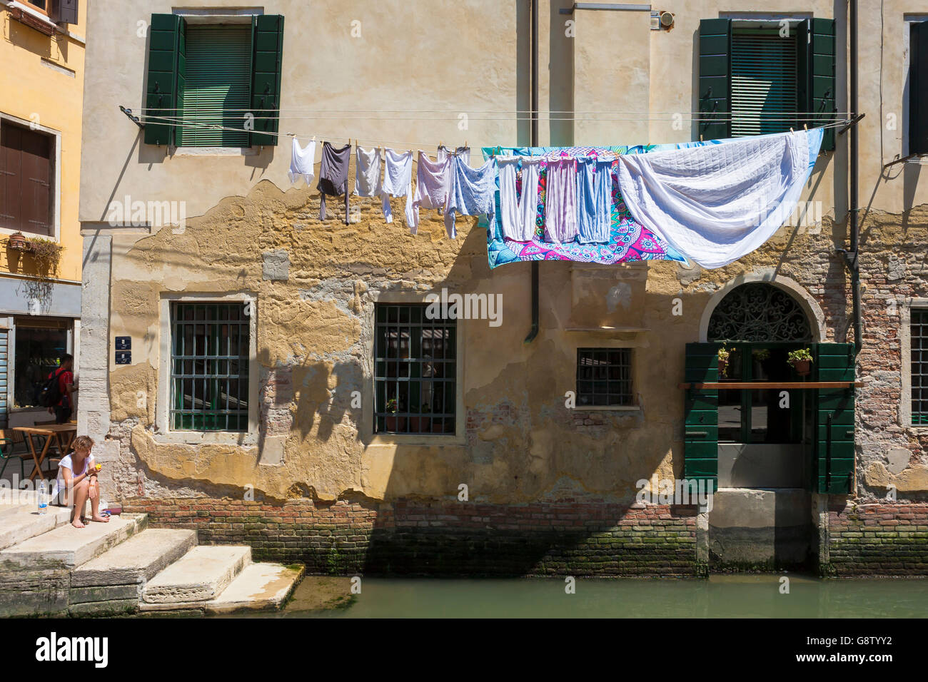 Osteria la Zucca par le Rio del Megio, Santa Croce, Venise, Italie Banque D'Images