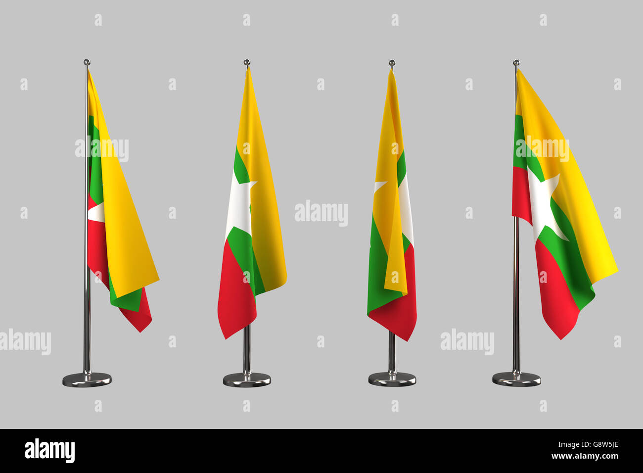 Myanmar drapeaux intérieur isoler sur fond blanc Banque D'Images