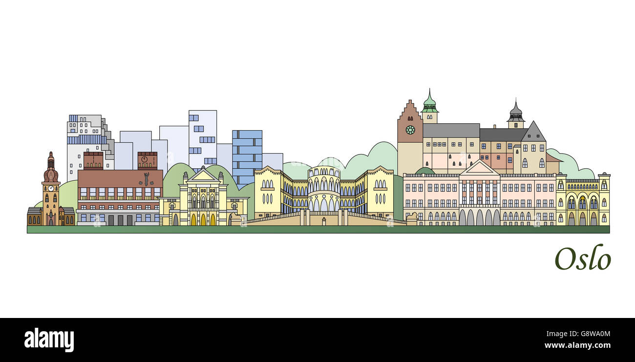 Oslo skyline colorés en fichier vectoriel éditable Banque D'Images