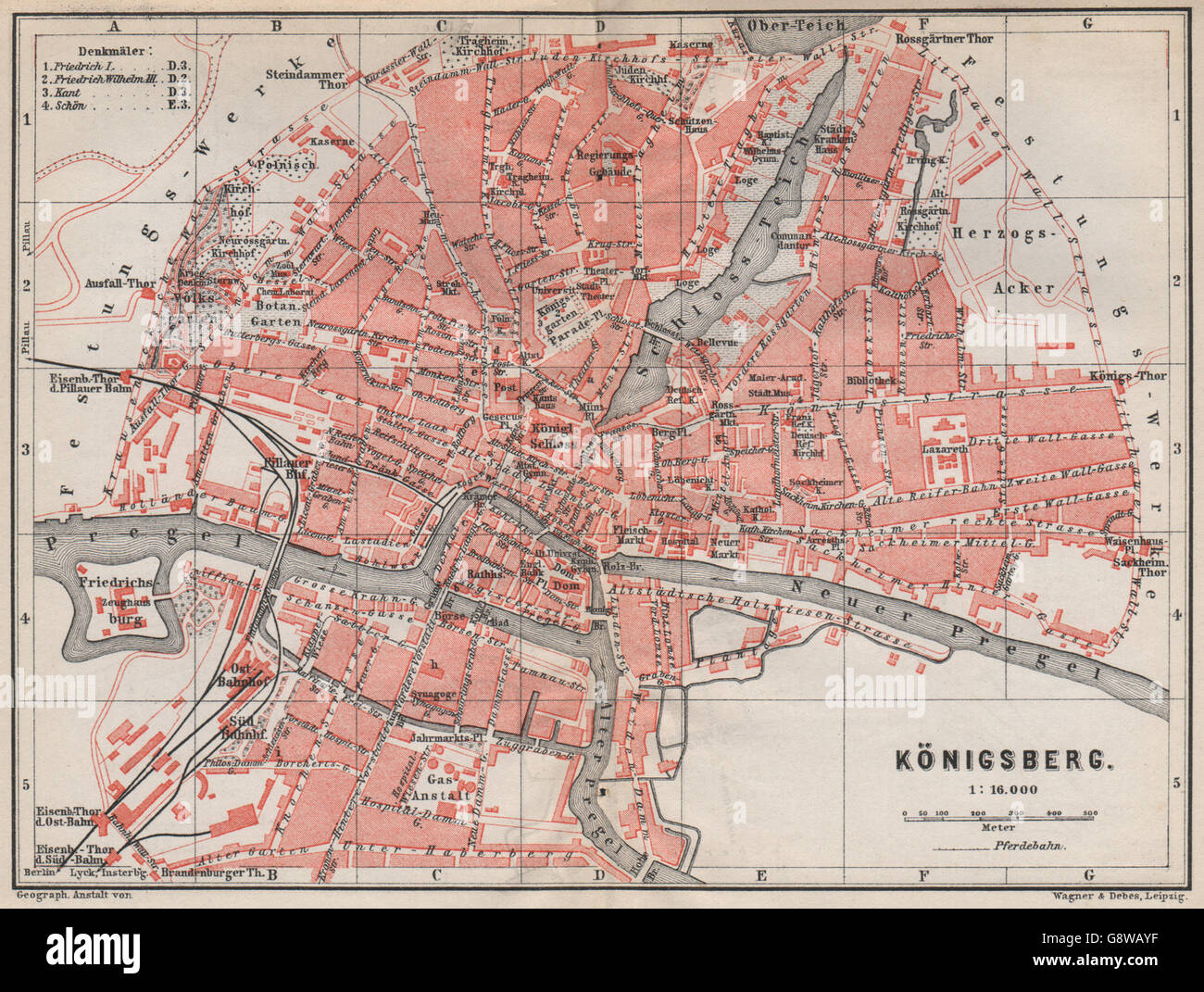 La ville de Kaliningrad ville stadtplan Königsberg. Калининград. La Russie, 1886 Ancien site Banque D'Images