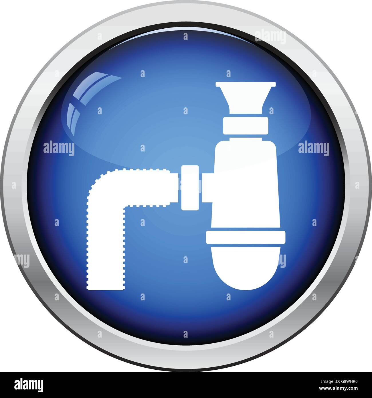 Salle de bains siphon icône. Bouton brillant design. Vector illustration. Illustration de Vecteur