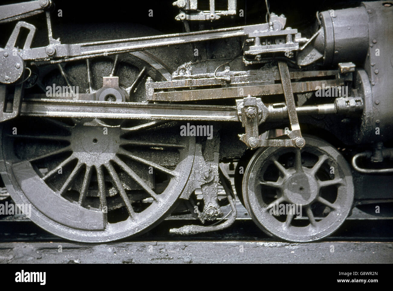 Silent motion : études en soupapes Walschaerts- Le cœur et l'âme d'une locomotive à vapeur de travail est sa soupape et le pignon de la mos Banque D'Images