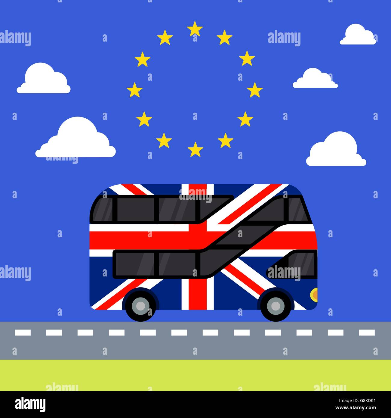 Double-decker bus peint UK flag brexit Illustration de Vecteur