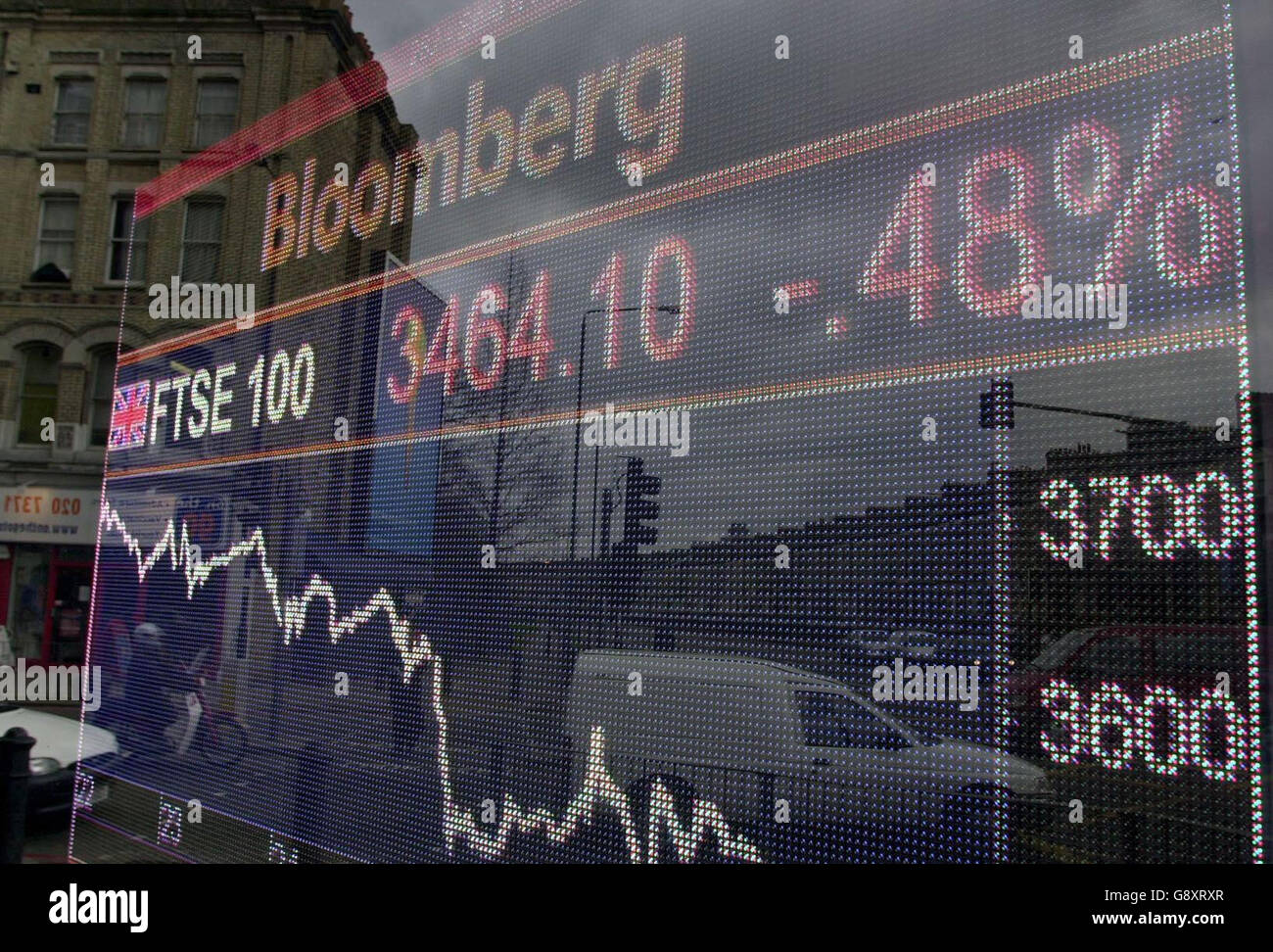 Les commerçants de ville ont été laissés mordu à nouveau leurs ongles alors que l'indice FTSE 100 s'est plongé profondément dans le rouge pour la deuxième session droite aujourd'hui.jeudi 6 octobre 2005. Les craintes liées à l’économie mondiale et la baisse des prix du pétrole ont contribué à ce que la Footsie se reprise plus loin qu’un sommet de quatre ans qui s’est redressé plus tôt dans la semaine. Voir PA Story CITY FTSE. Appuyez sur Association photo. Le crédit photo doit indiquer Johnny Green/PA Banque D'Images