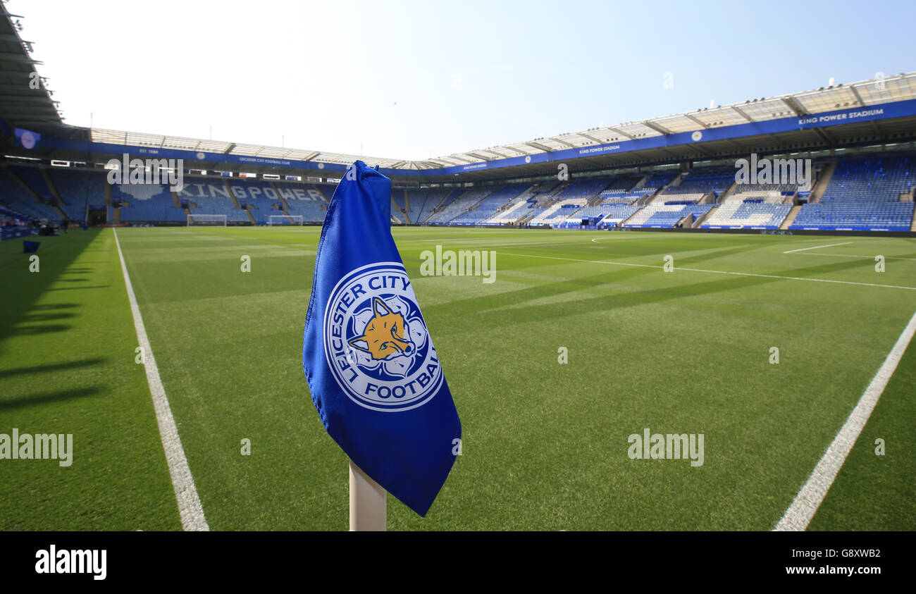 Une vue à l'intérieur du King Power Stadium avant la entre Leicester City et Everton. Banque D'Images