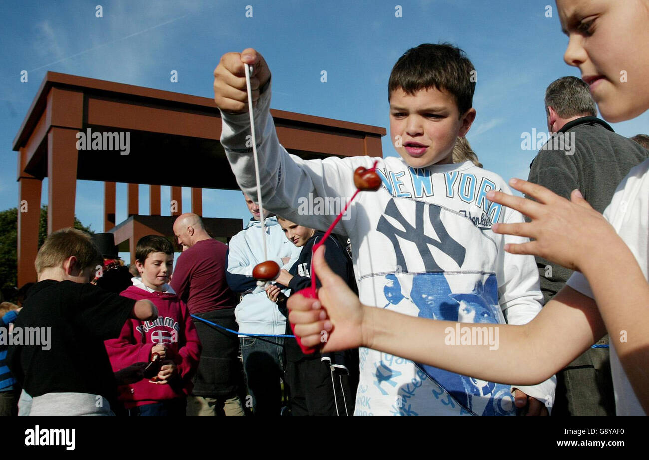 Conkers SOCIAL Banque D'Images