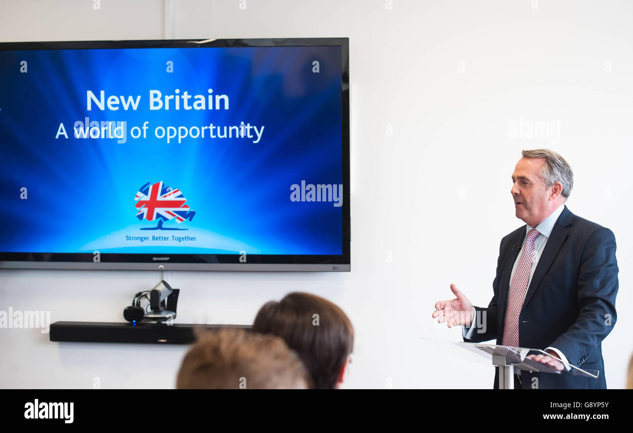 London UK. 30 juin 2016 l'ancien secrétaire de la Défense Liam Fox lance sa campagne pour remplacer David Cameron comme premier ministre et chef du parti conservateur. Crédit : Michael Tubi/Alamy Live News Banque D'Images
