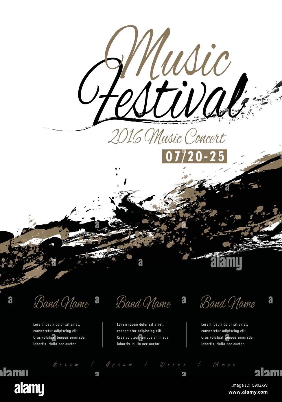 Modèle d'affiche du festival de musique avec des traits Illustration de Vecteur