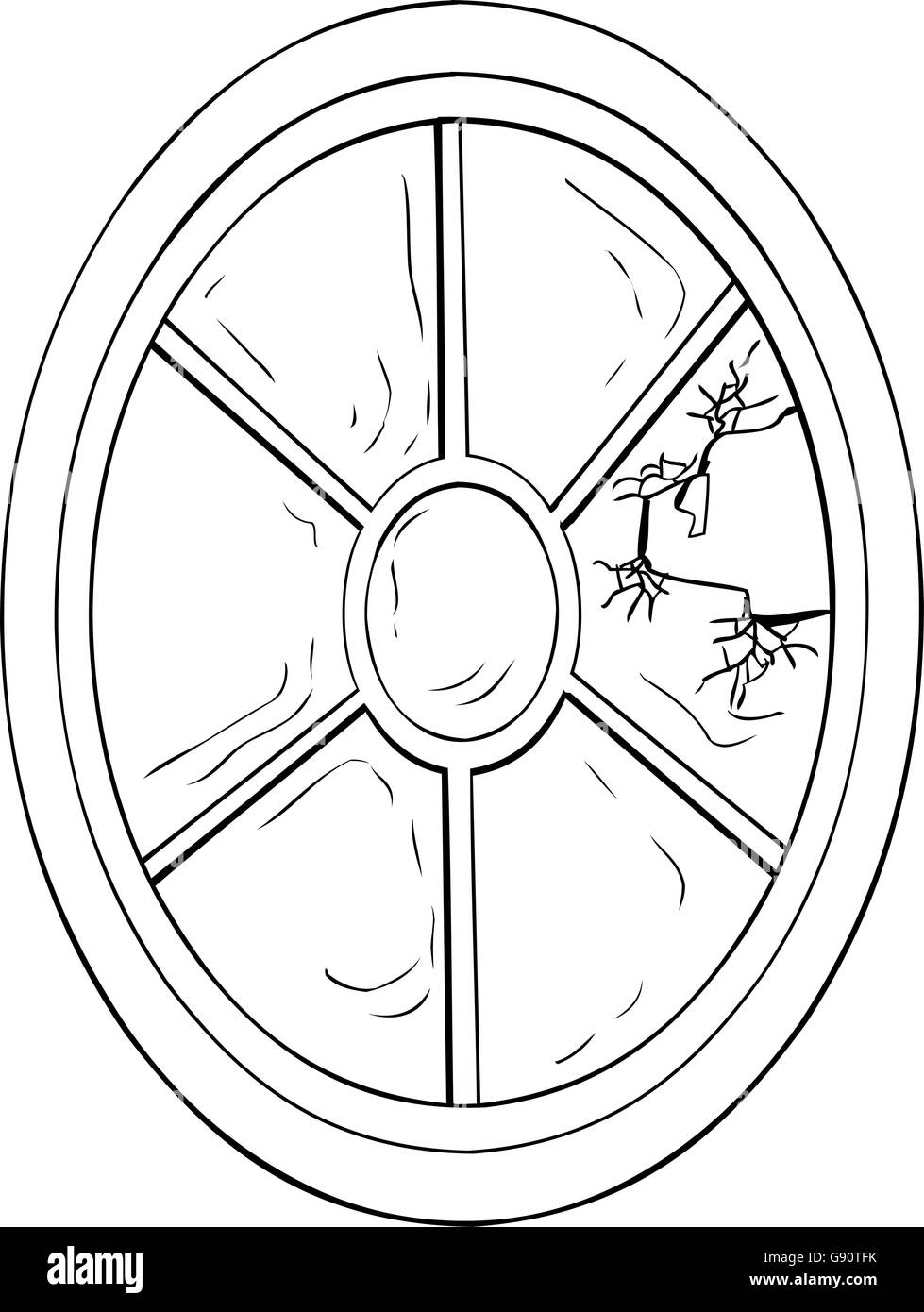 Énoncés de forme ovale verre blanc sur l'illustration de la fenêtre Illustration de Vecteur