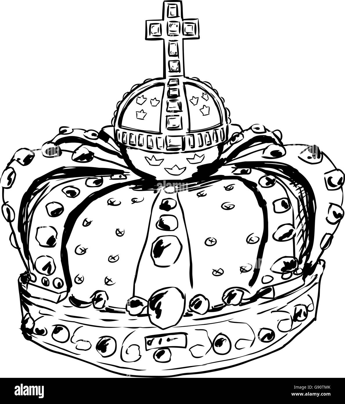 Croquis de couronne royale portés par la Reine suédoise Lovisa Ulrika dans le 18e siècle Illustration de Vecteur