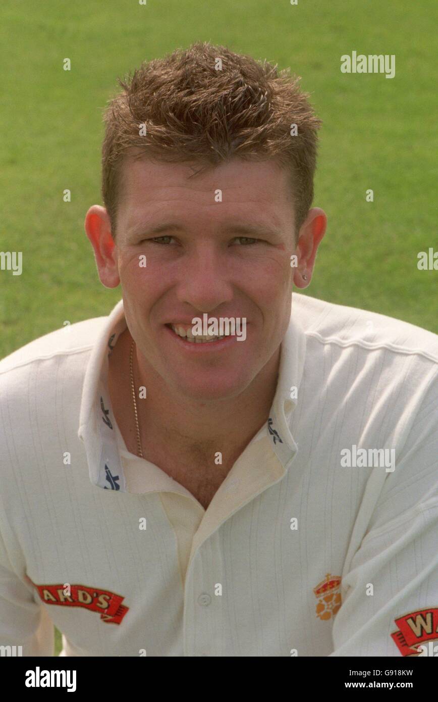 Cricket, Derbyshire Photocall. Vince Clarke, Derbyshire Banque D'Images
