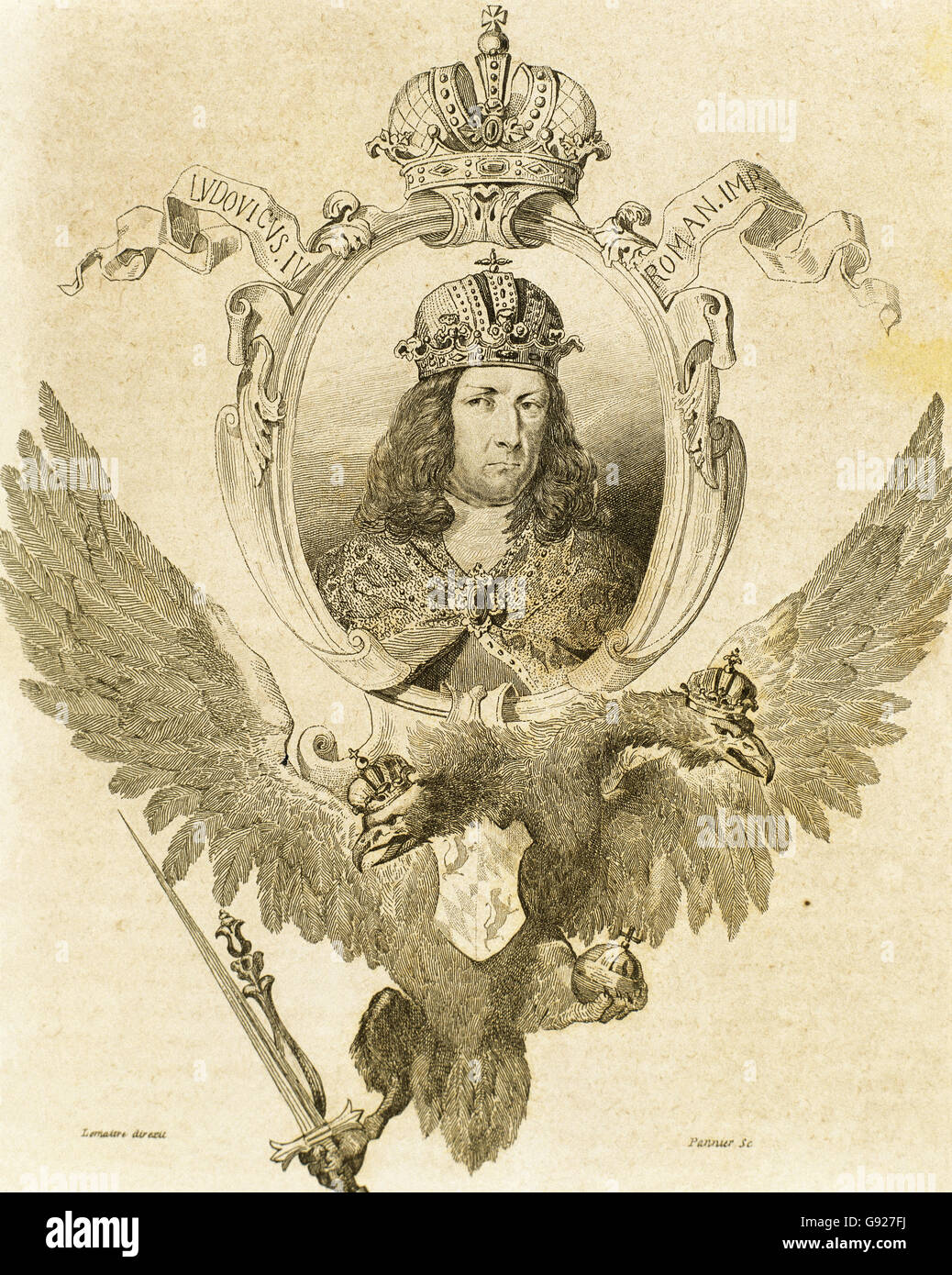 Louis IV (1282-1347) a appelé le bavarois. Roi des Romains. Portrait. La gravure. Banque D'Images