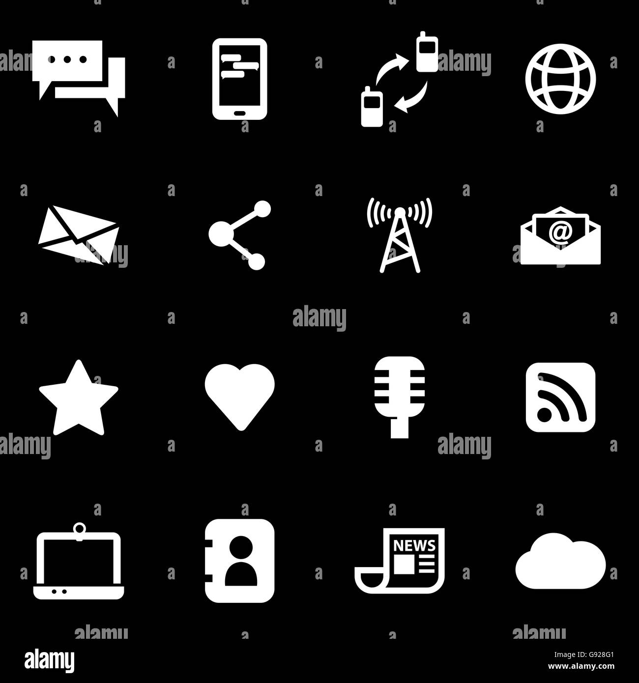 Vector communication blanc icon set Illustration de Vecteur