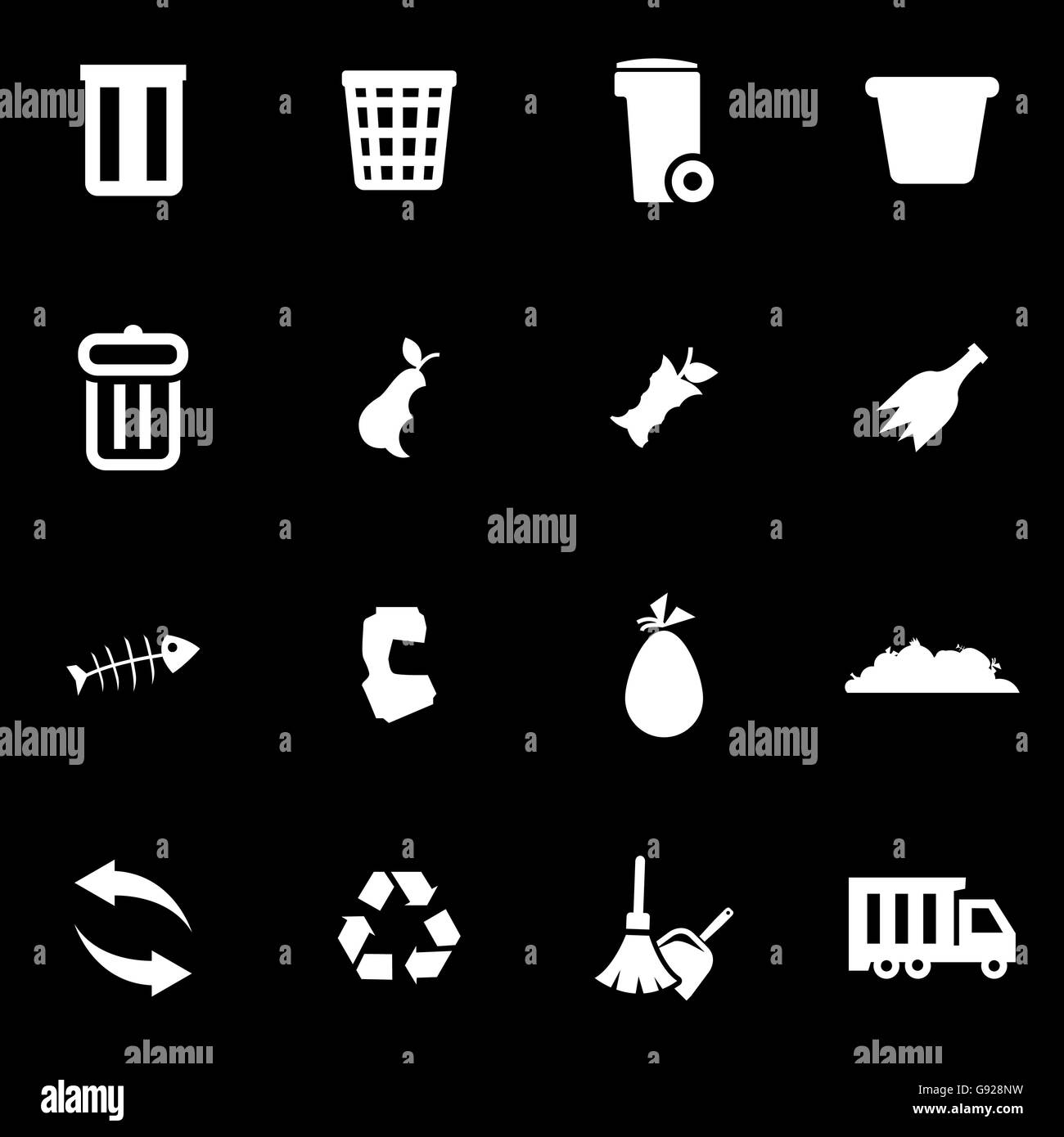 Vector icon set poubelle blanc Illustration de Vecteur