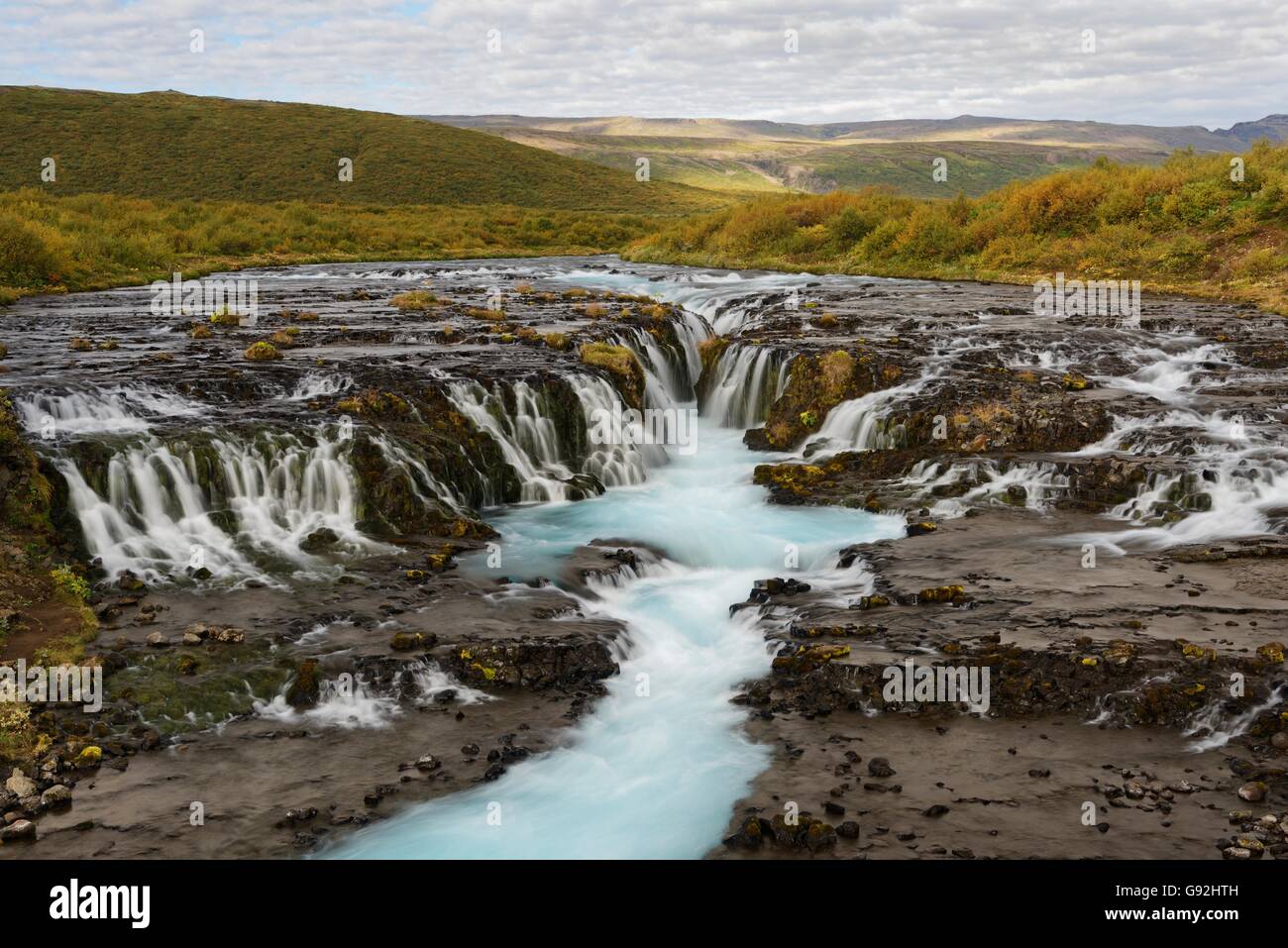 Chute d'Bruarfoss à fleuve Bruara, cercle d'or, au sud-ouest de l'Islande, de l'Europe Banque D'Images